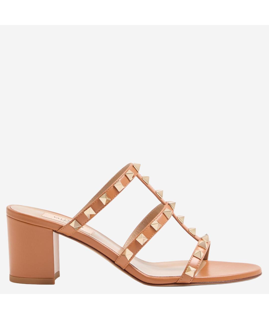 VALENTINO Коричневые кожаные босоножки, фото 6