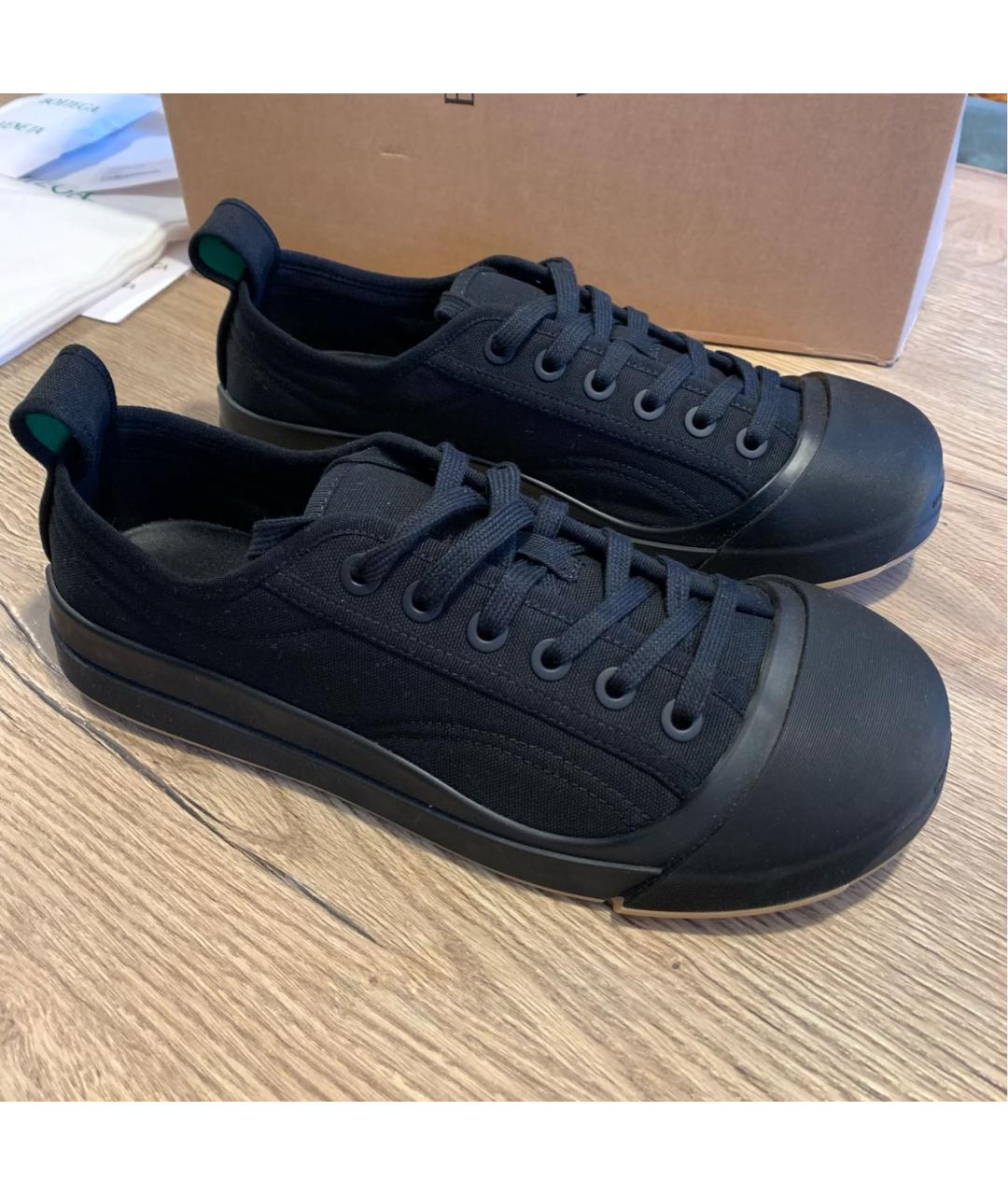 BOTTEGA VENETA Черные текстильные низкие кроссовки / кеды, фото 2