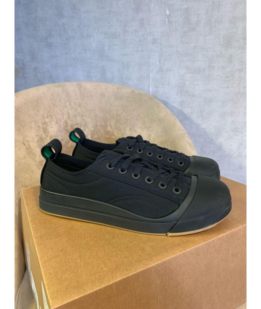 BOTTEGA VENETA Черные текстильные низкие кроссовки / кеды, фото 3