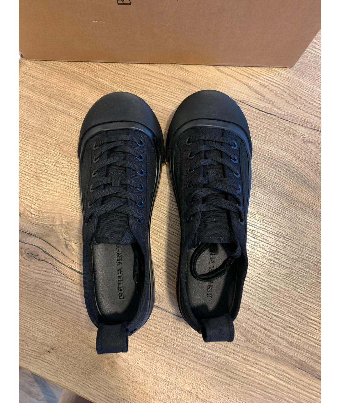 BOTTEGA VENETA Черные текстильные низкие кроссовки / кеды, фото 4