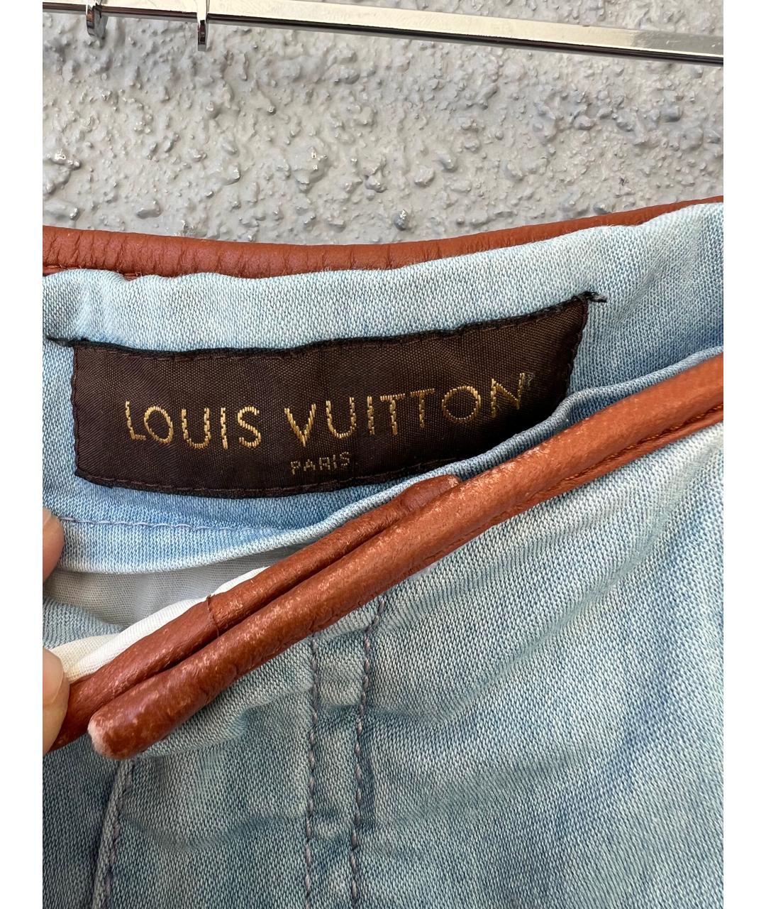 LOUIS VUITTON Голубые хлопковые джинсы слим, фото 3