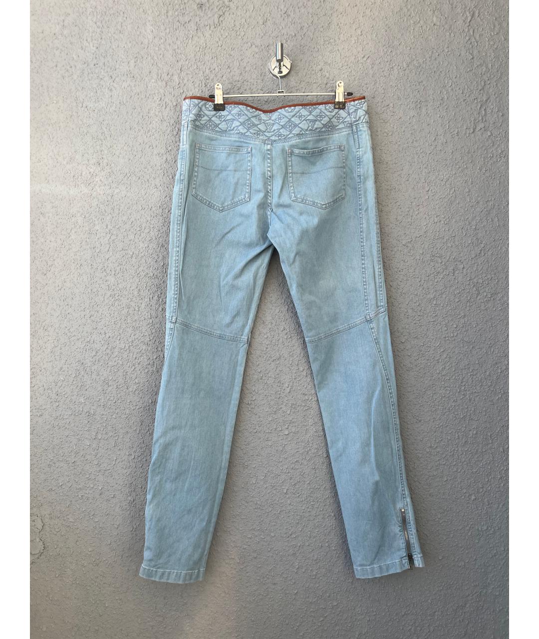 LOUIS VUITTON Голубые хлопковые джинсы слим, фото 2
