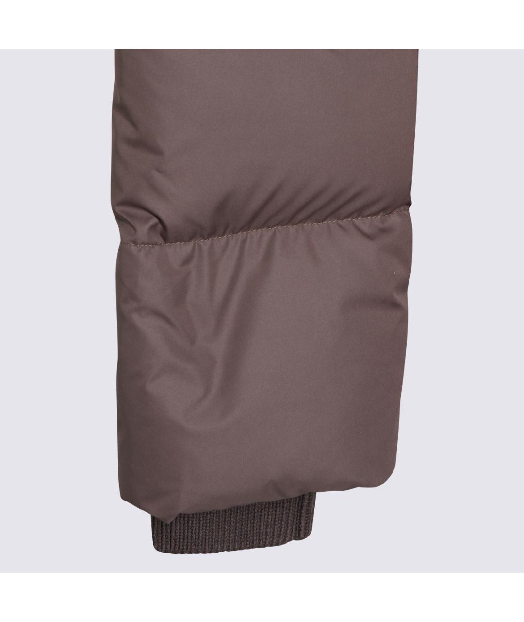 MONCLER Серый полиэстеровый пуховик, фото 3