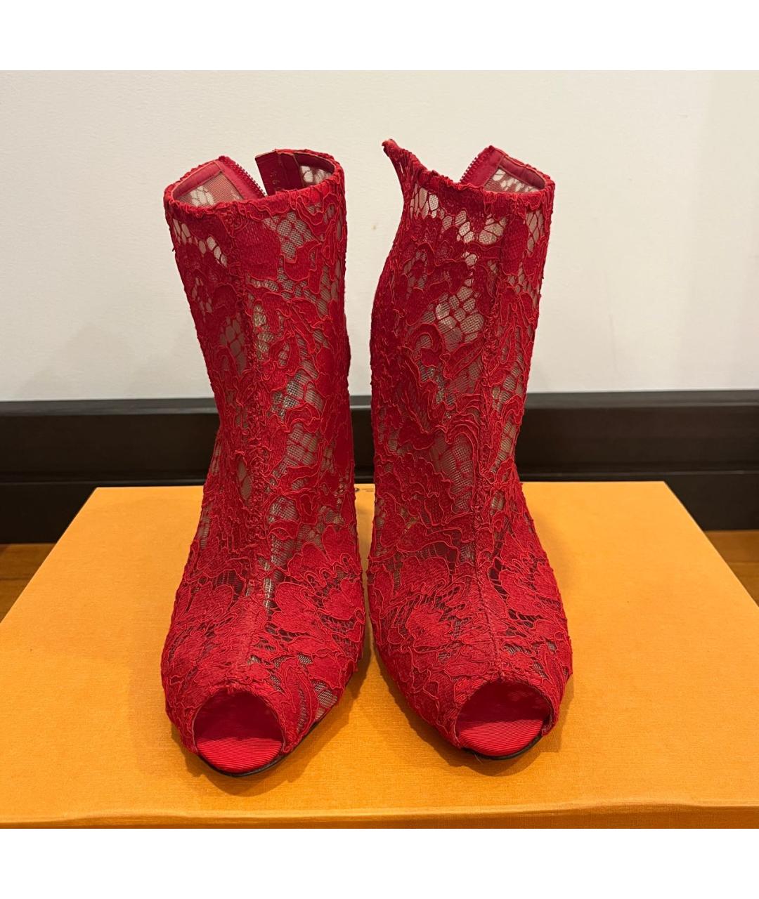 DOLCE&GABBANA Красные текстильные ботильоны, фото 2