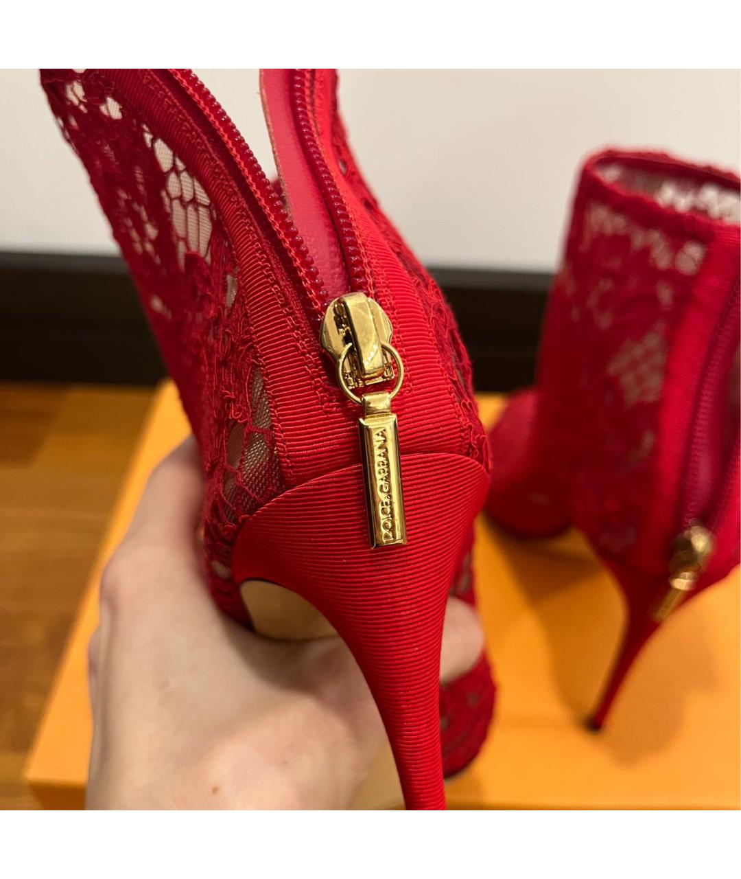 DOLCE&GABBANA Красные текстильные ботильоны, фото 5