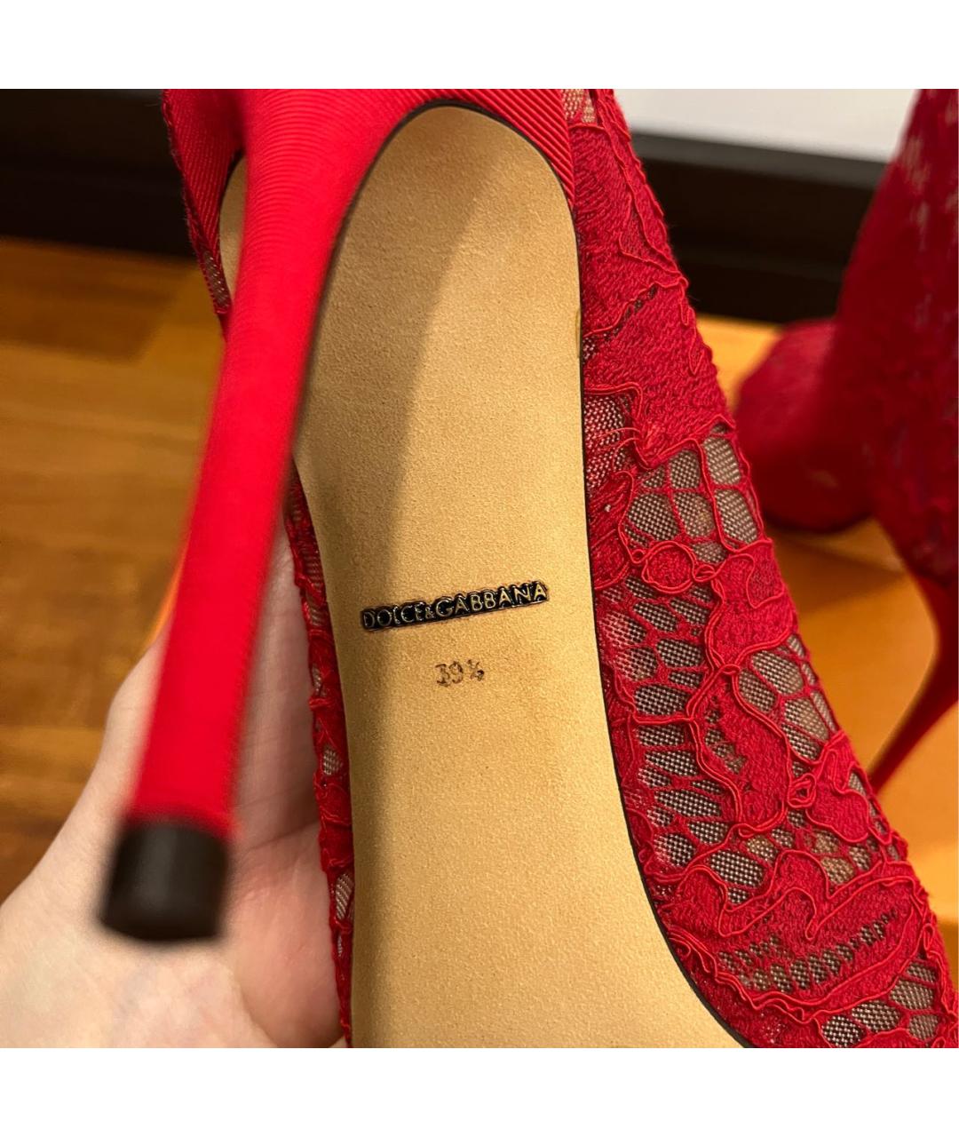 DOLCE&GABBANA Красные текстильные ботильоны, фото 7