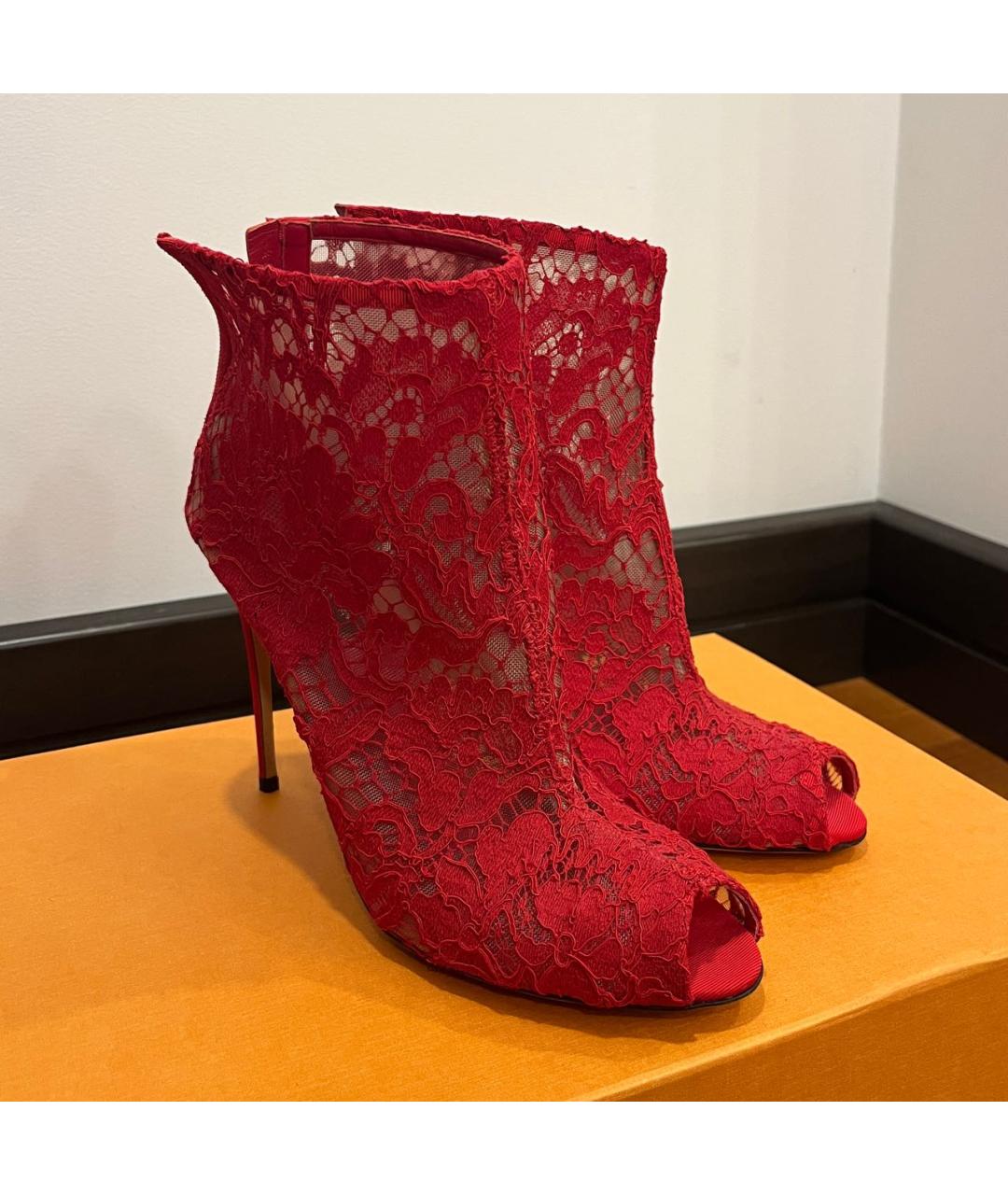 DOLCE&GABBANA Красные текстильные ботильоны, фото 8