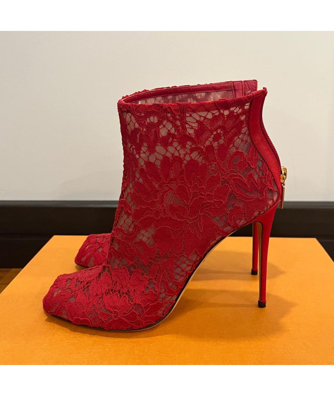 DOLCE&GABBANA Красные текстильные ботильоны, фото 9