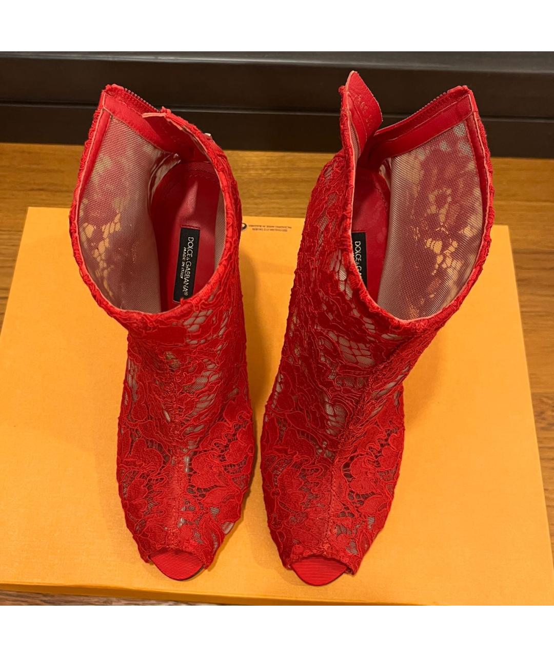 DOLCE&GABBANA Красные текстильные ботильоны, фото 3