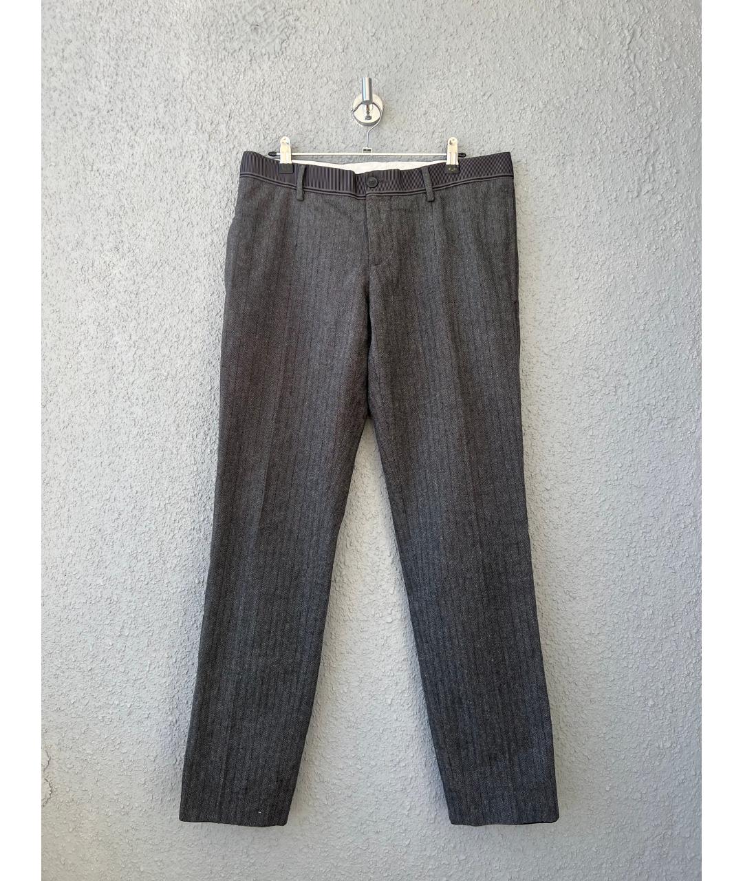 DOLCE&GABBANA Серые хлопковые повседневные брюки, фото 6