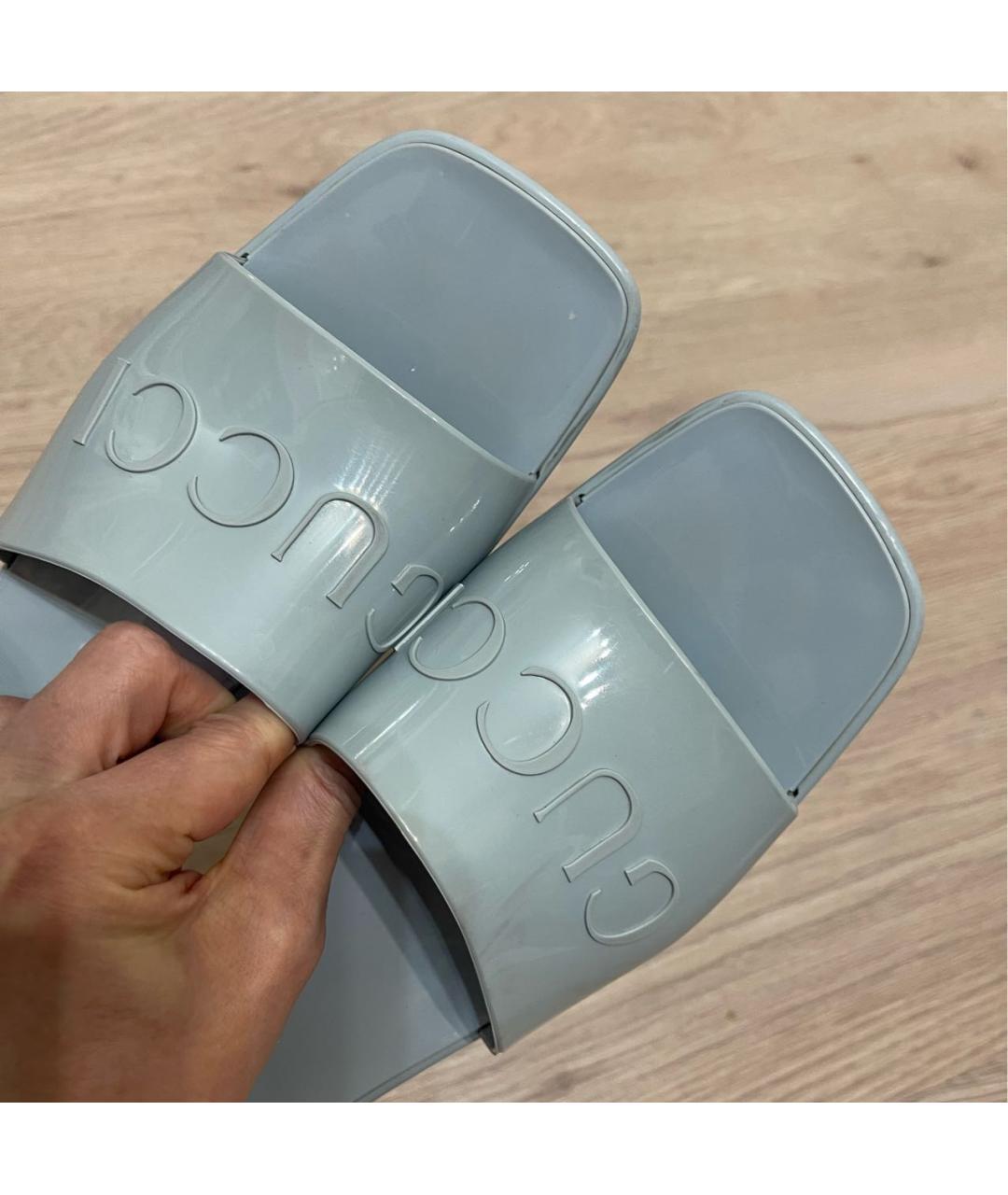 GUCCI Голубые резиновые босоножки, фото 4