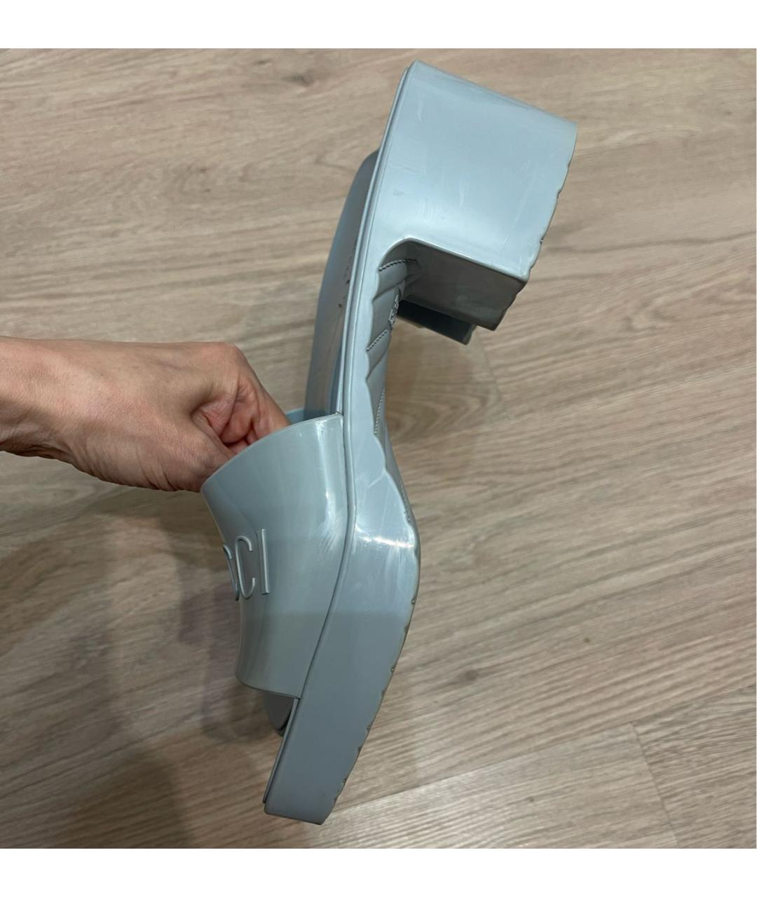 GUCCI Голубые резиновые босоножки, фото 7