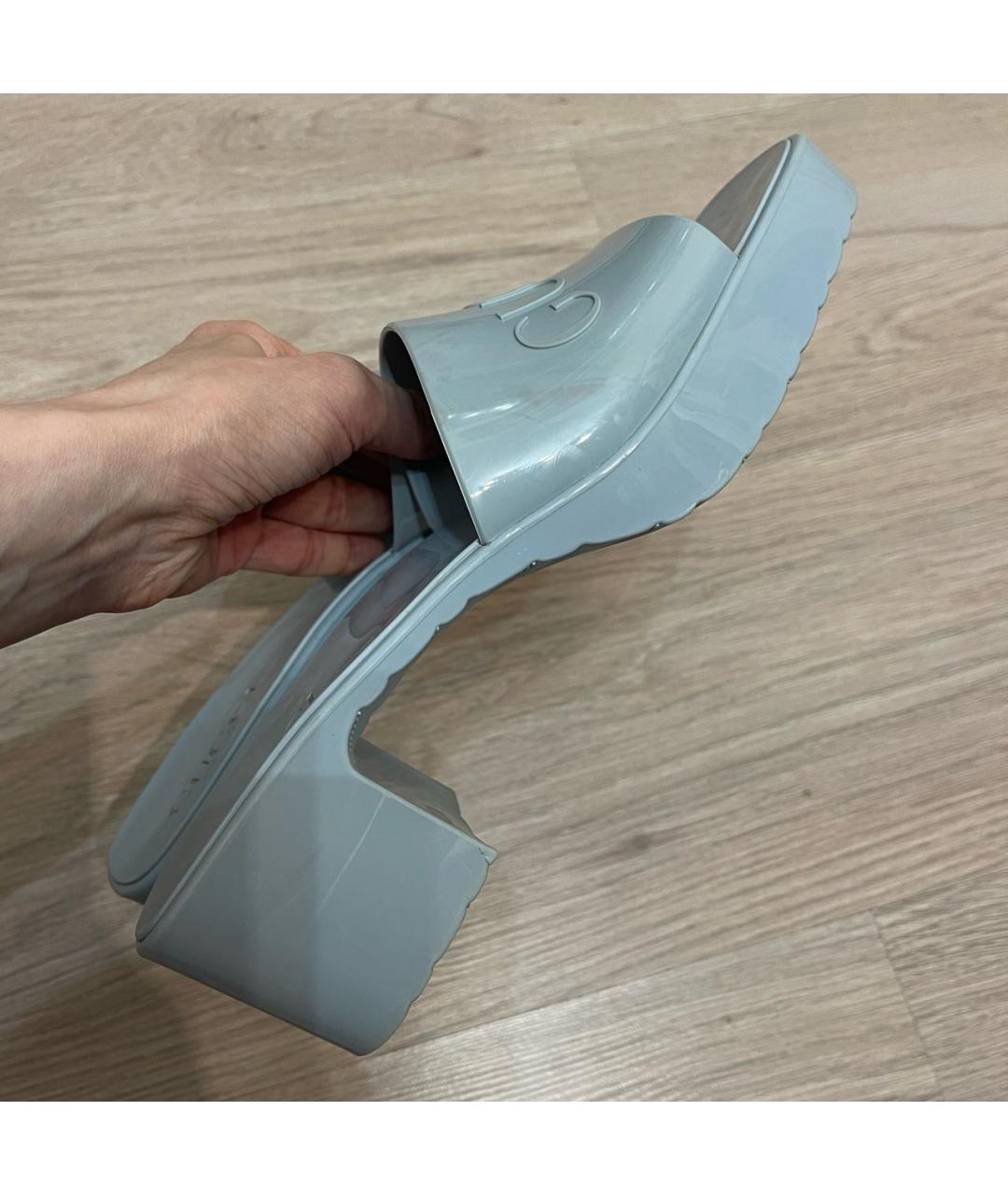 GUCCI Голубые резиновые босоножки, фото 6