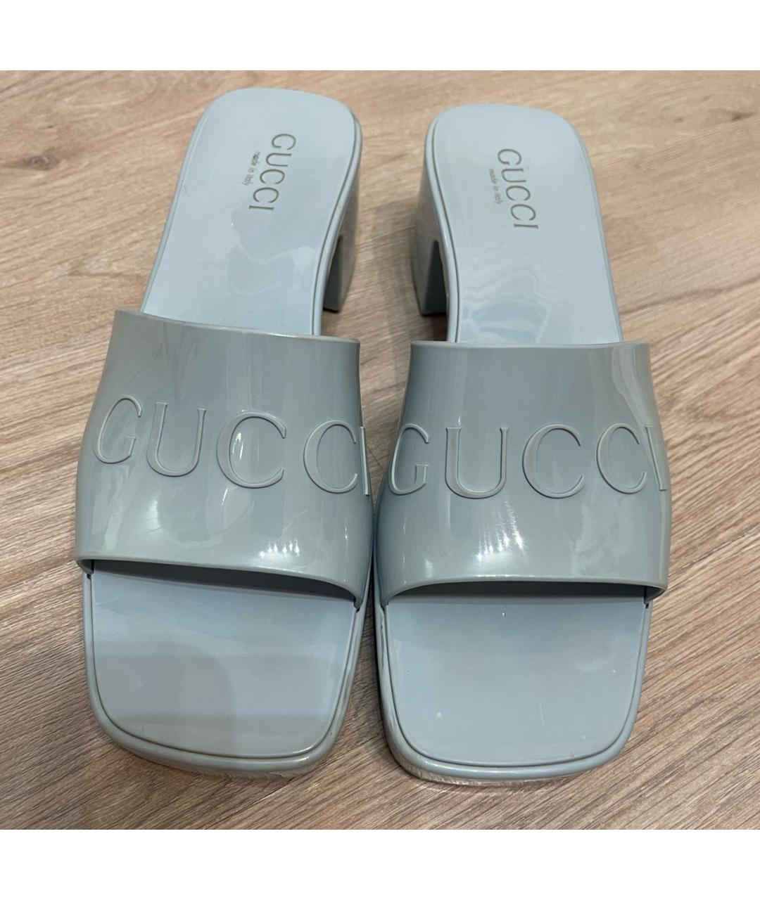 GUCCI Голубые резиновые босоножки, фото 3
