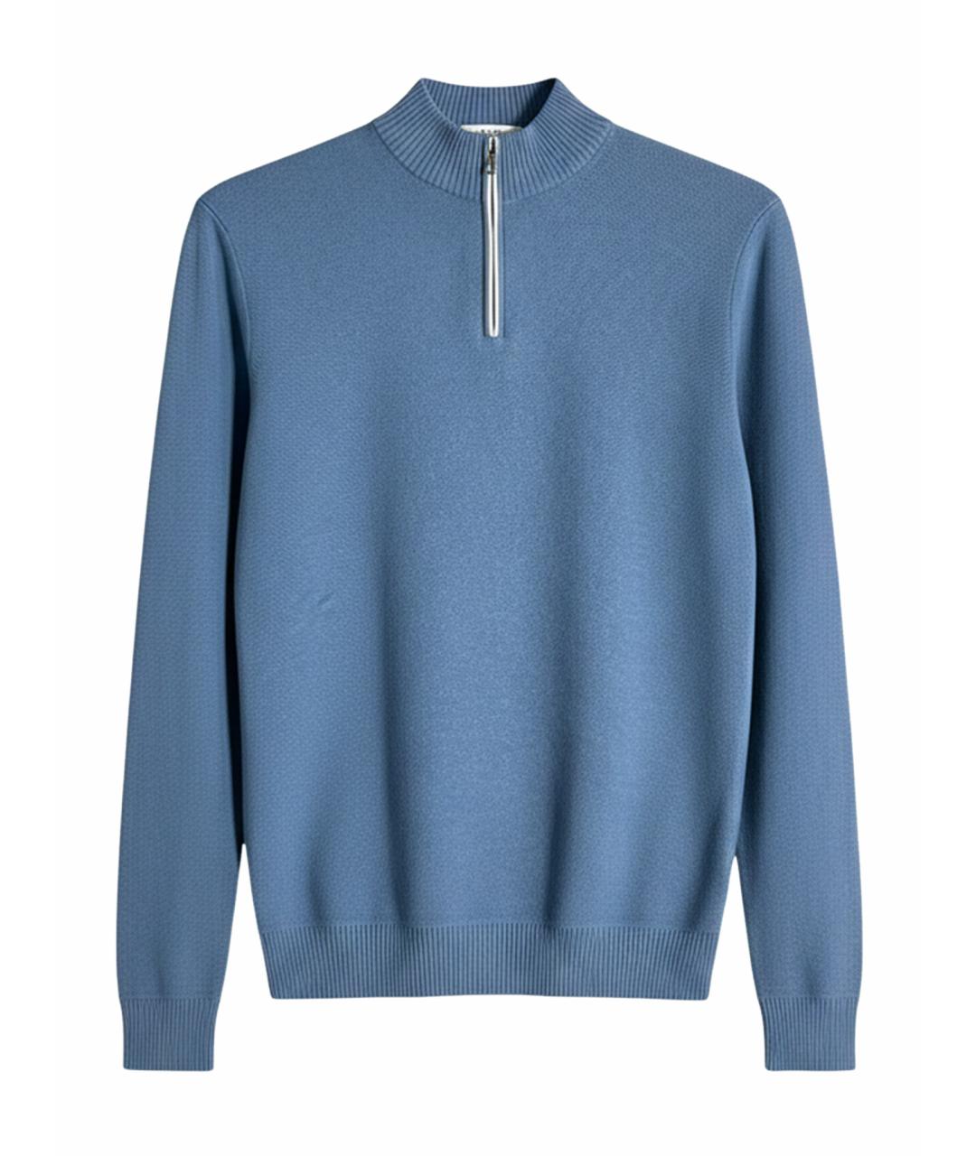 LORO PIANA Голубой хлопковый джемпер / свитер, фото 1