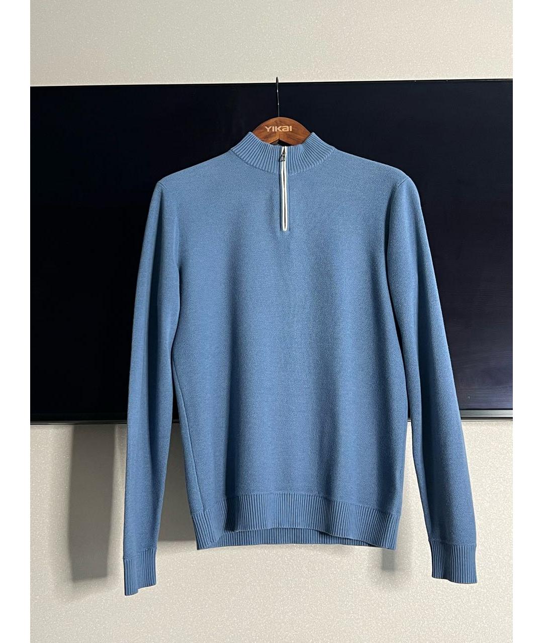 LORO PIANA Голубой хлопковый джемпер / свитер, фото 6