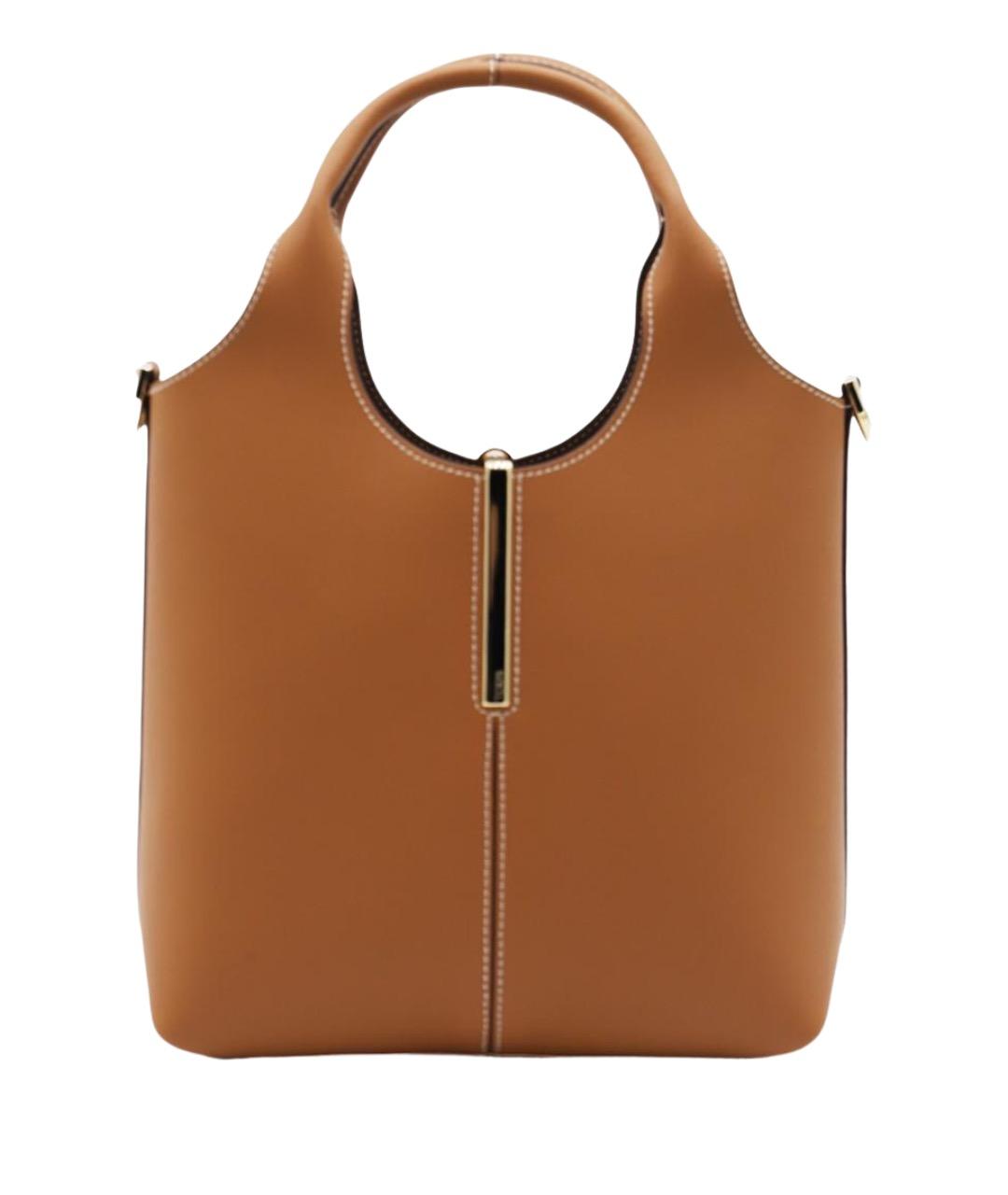 TOD'S Коричневая кожаная сумка с короткими ручками, фото 1