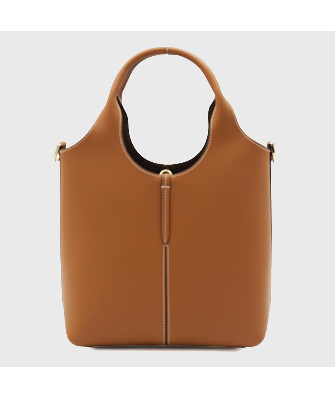 TOD'S Коричневая кожаная сумка с короткими ручками, фото 2