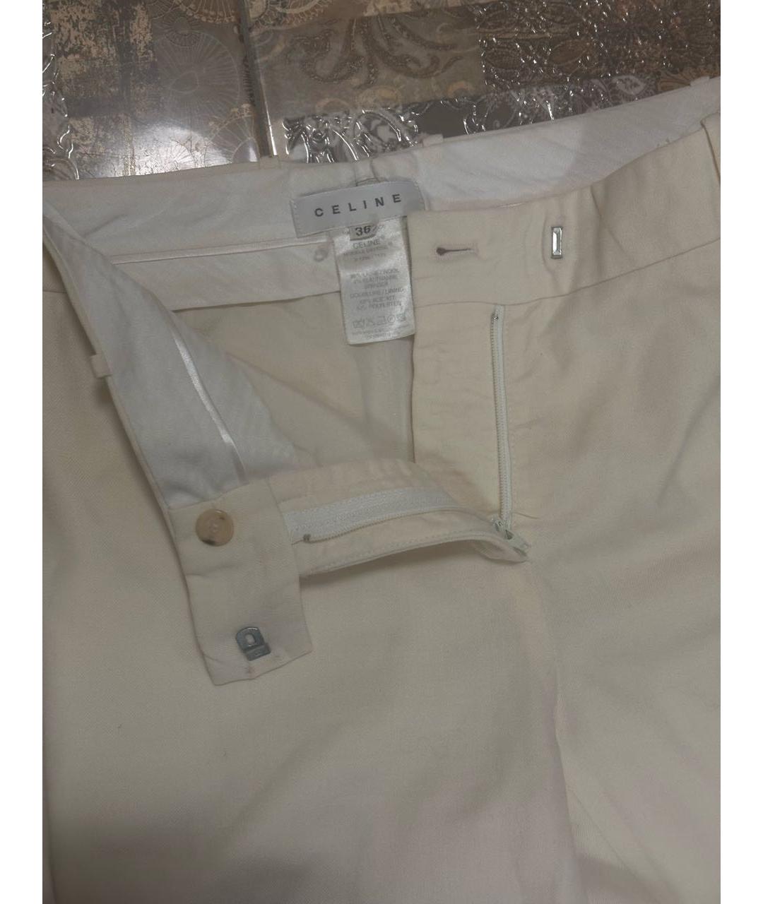 CELINE Бежевые хлопковые прямые брюки, фото 3