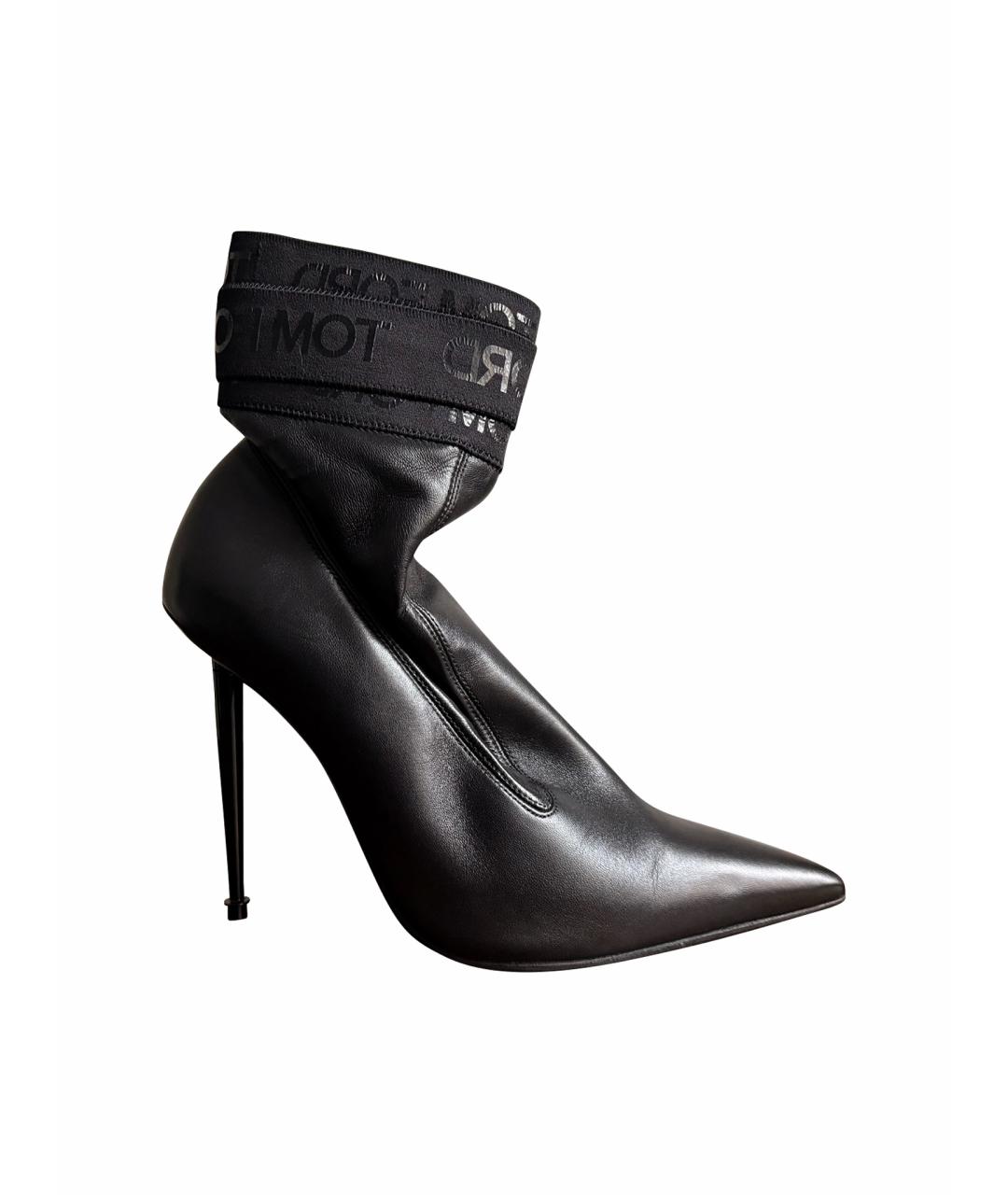 TOM FORD Черные кожаные ботильоны, фото 1
