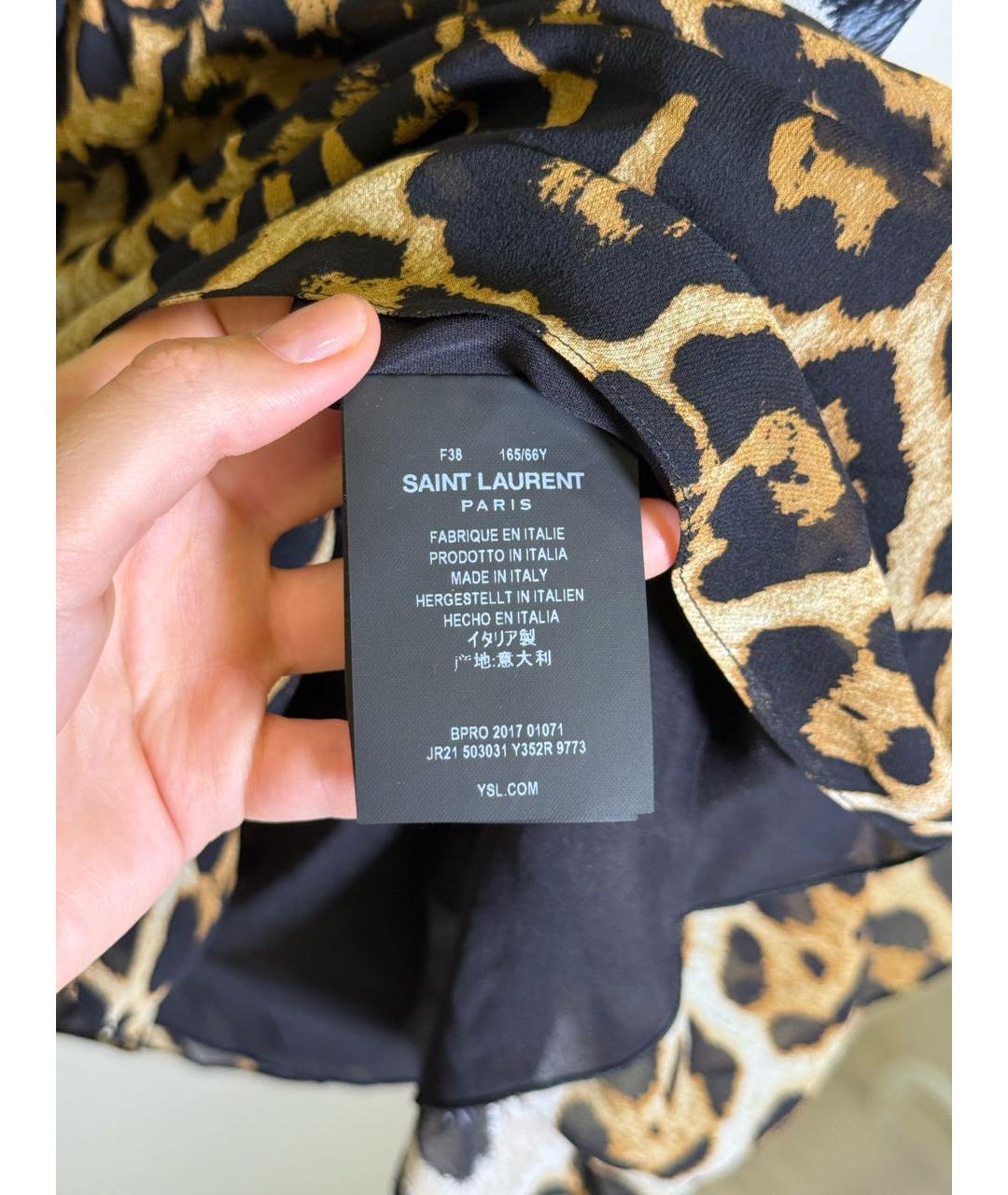 SAINT LAURENT Мульти шелковая юбка мини, фото 3