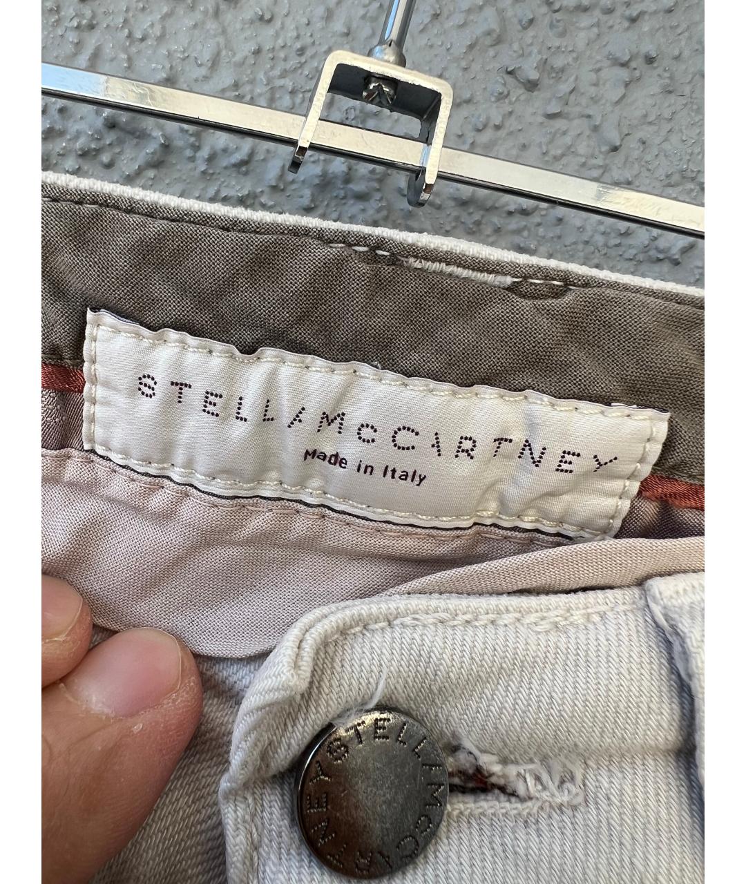 STELLA MCCARTNEY Бежевые хлопко-эластановые прямые джинсы, фото 3