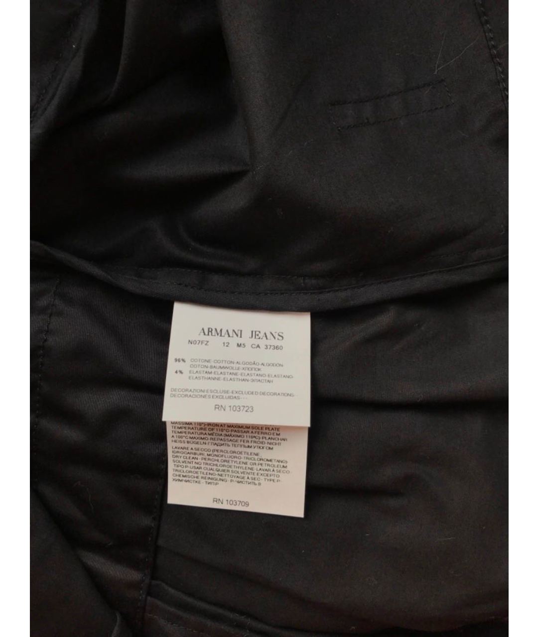 ARMANI JEANS Черный хлопко-эластановый жакет/пиджак, фото 5