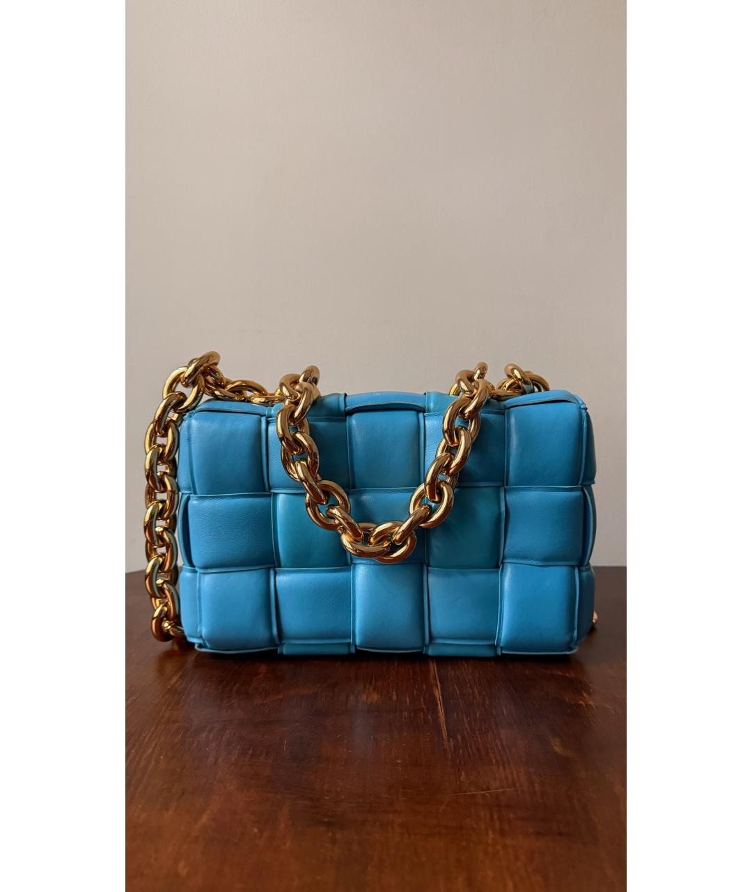 BOTTEGA VENETA Голубая кожаная сумка через плечо, фото 2