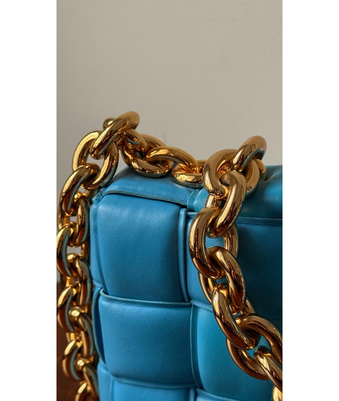 BOTTEGA VENETA Голубая кожаная сумка через плечо, фото 3