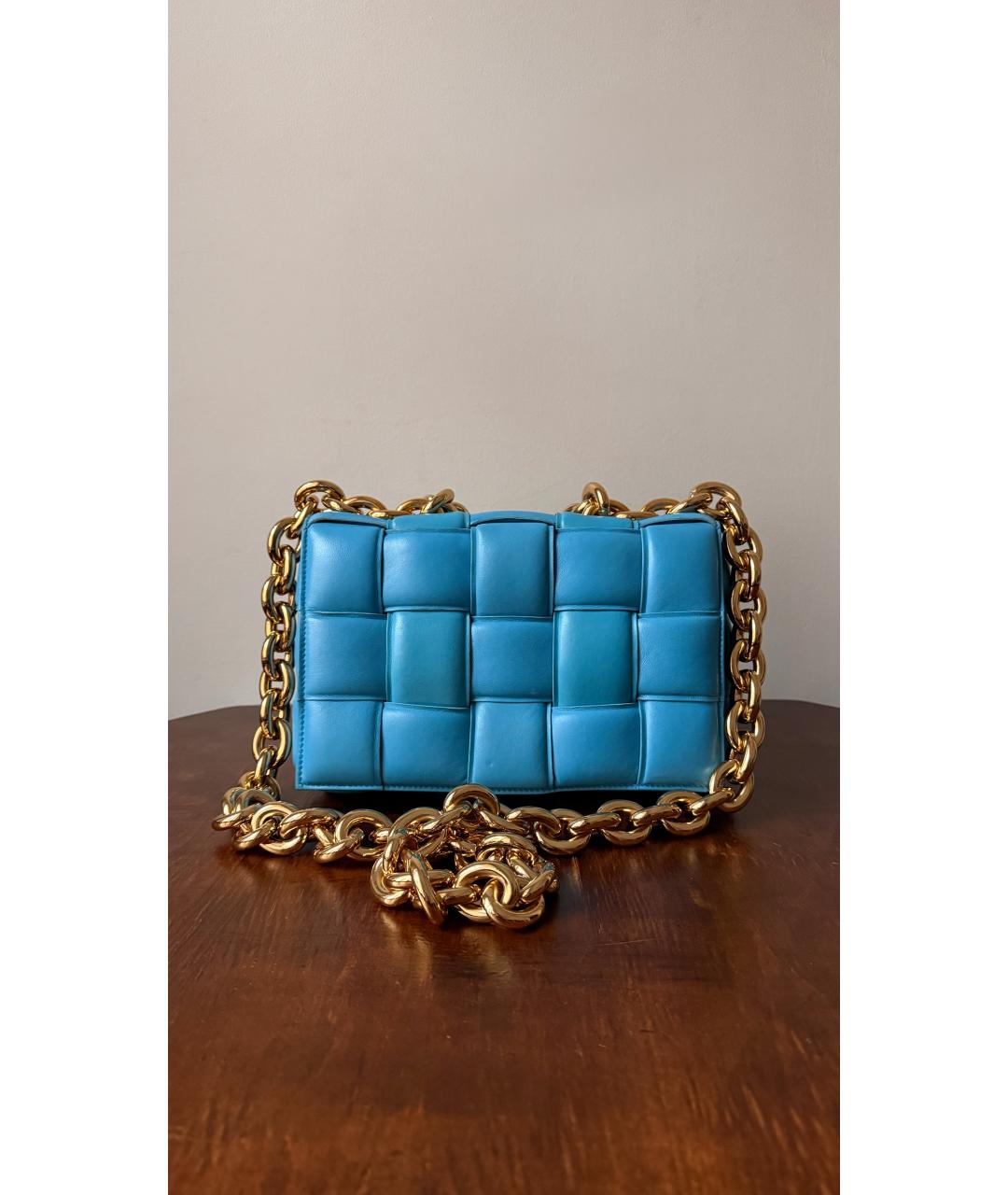 BOTTEGA VENETA Голубая кожаная сумка через плечо, фото 5