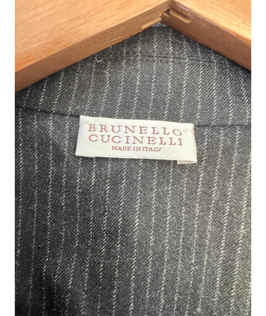 BRUNELLO CUCINELLI Серый шерстяной жакет/пиджак, фото 2