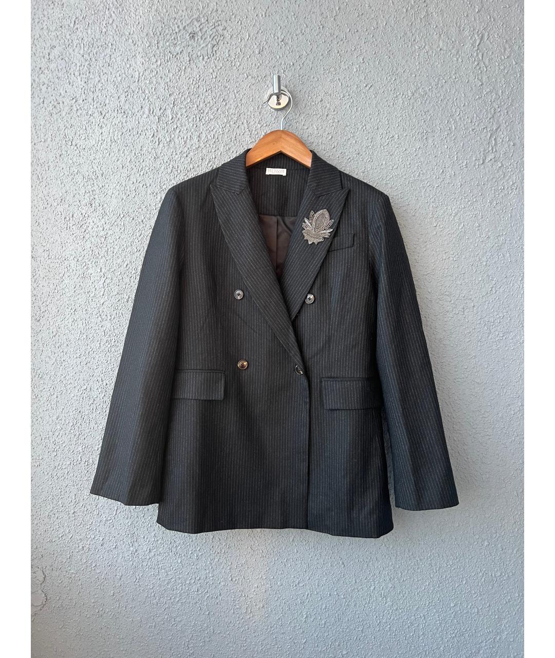 BRUNELLO CUCINELLI Серый шерстяной жакет/пиджак, фото 6