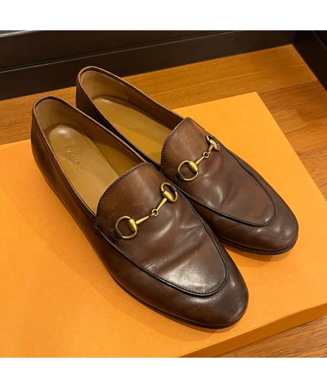 GUCCI Коричневые кожаные лоферы, фото 2
