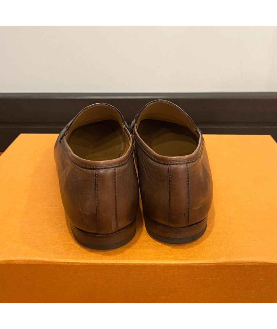 GUCCI Коричневые кожаные лоферы, фото 4