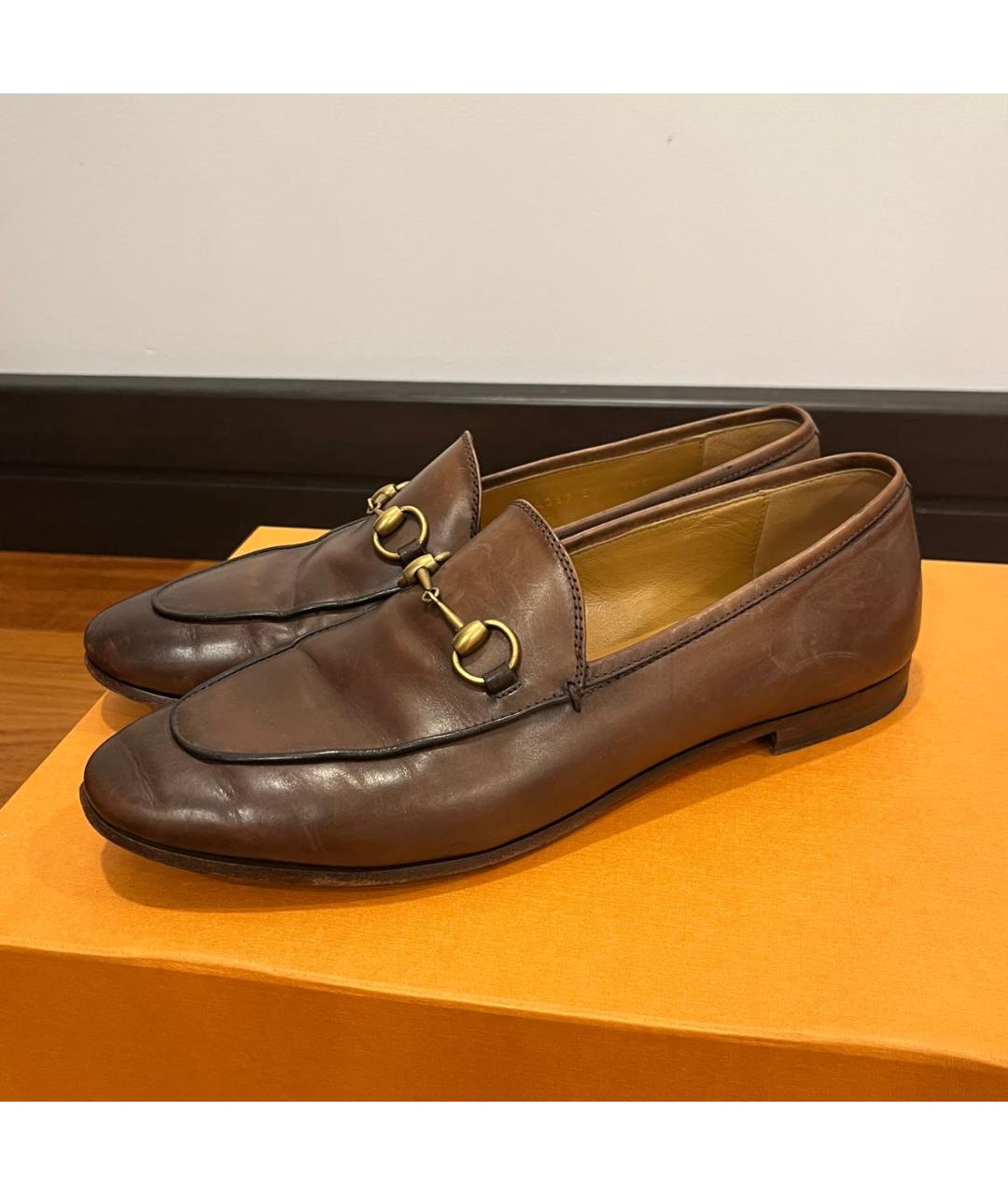 GUCCI Коричневые кожаные лоферы, фото 7