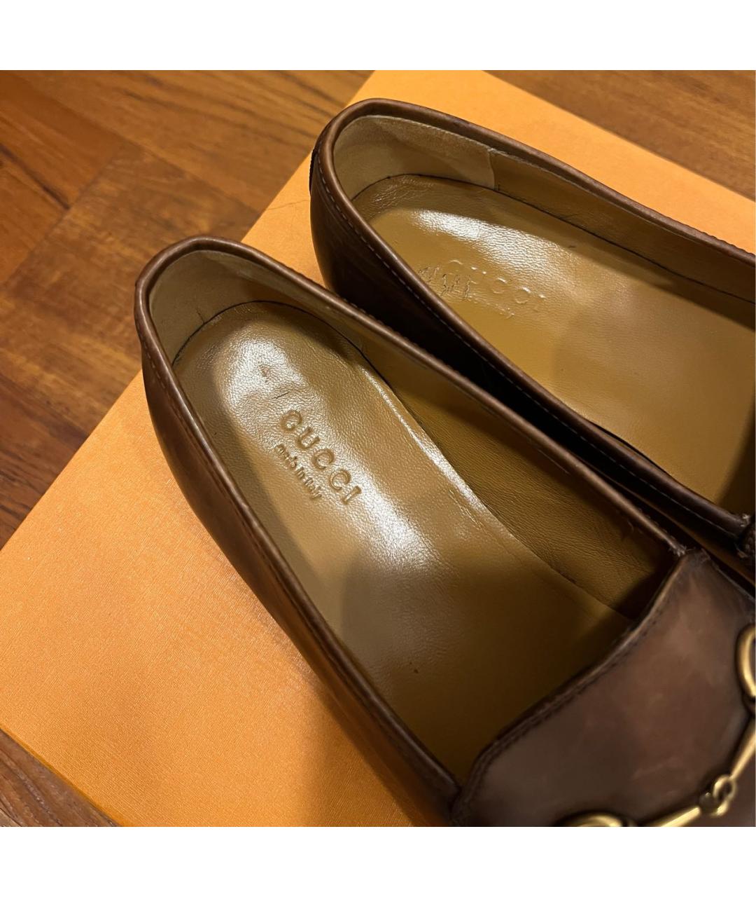 GUCCI Коричневые кожаные лоферы, фото 3