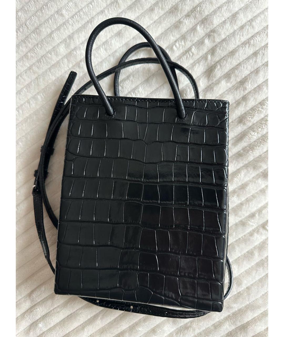 BALENCIAGA Черная кожаная сумка через плечо, фото 4