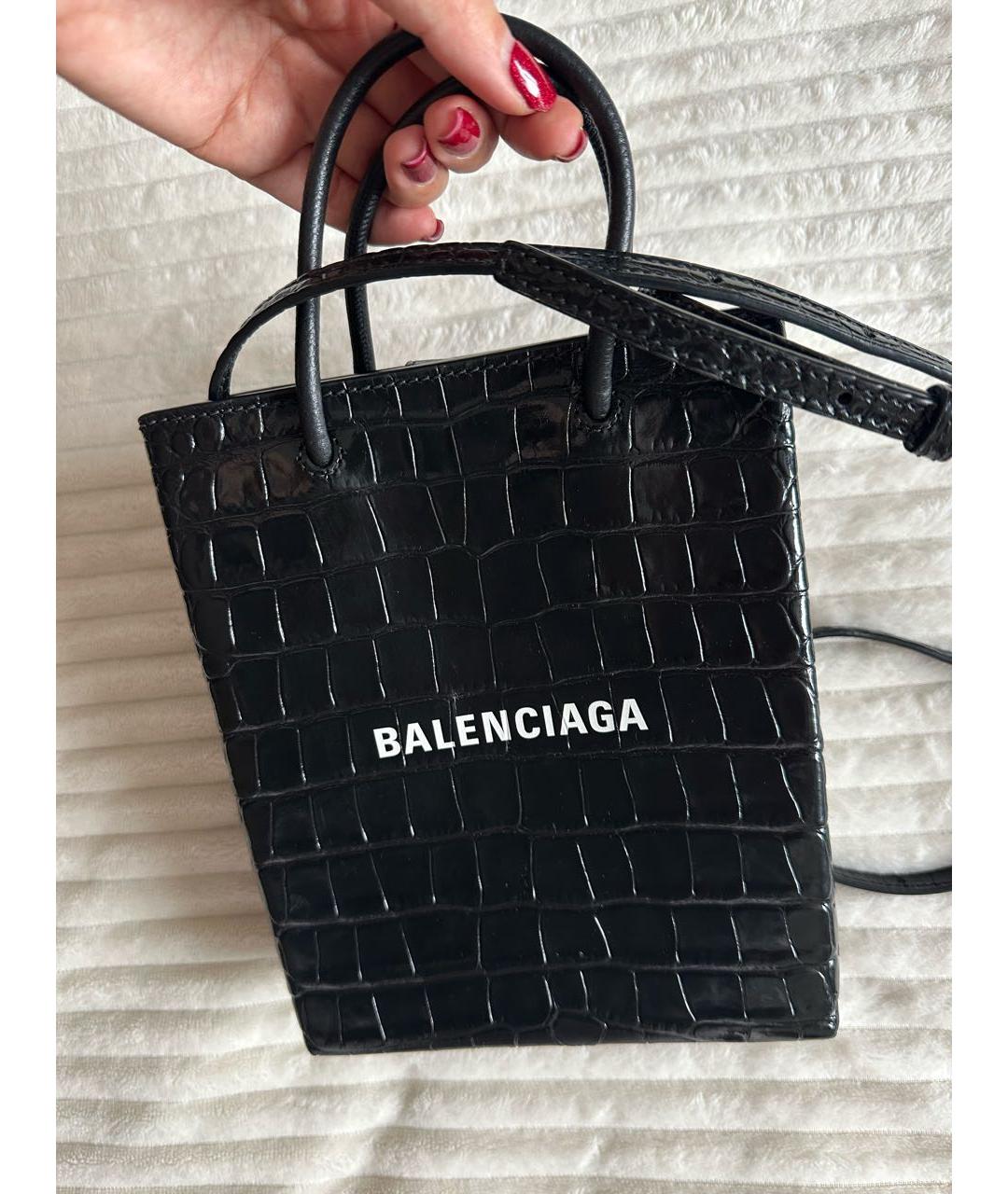 BALENCIAGA Черная кожаная сумка через плечо, фото 3
