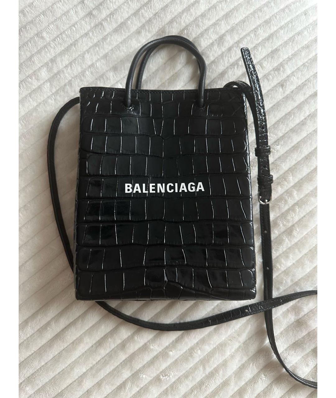 BALENCIAGA Черная кожаная сумка через плечо, фото 7