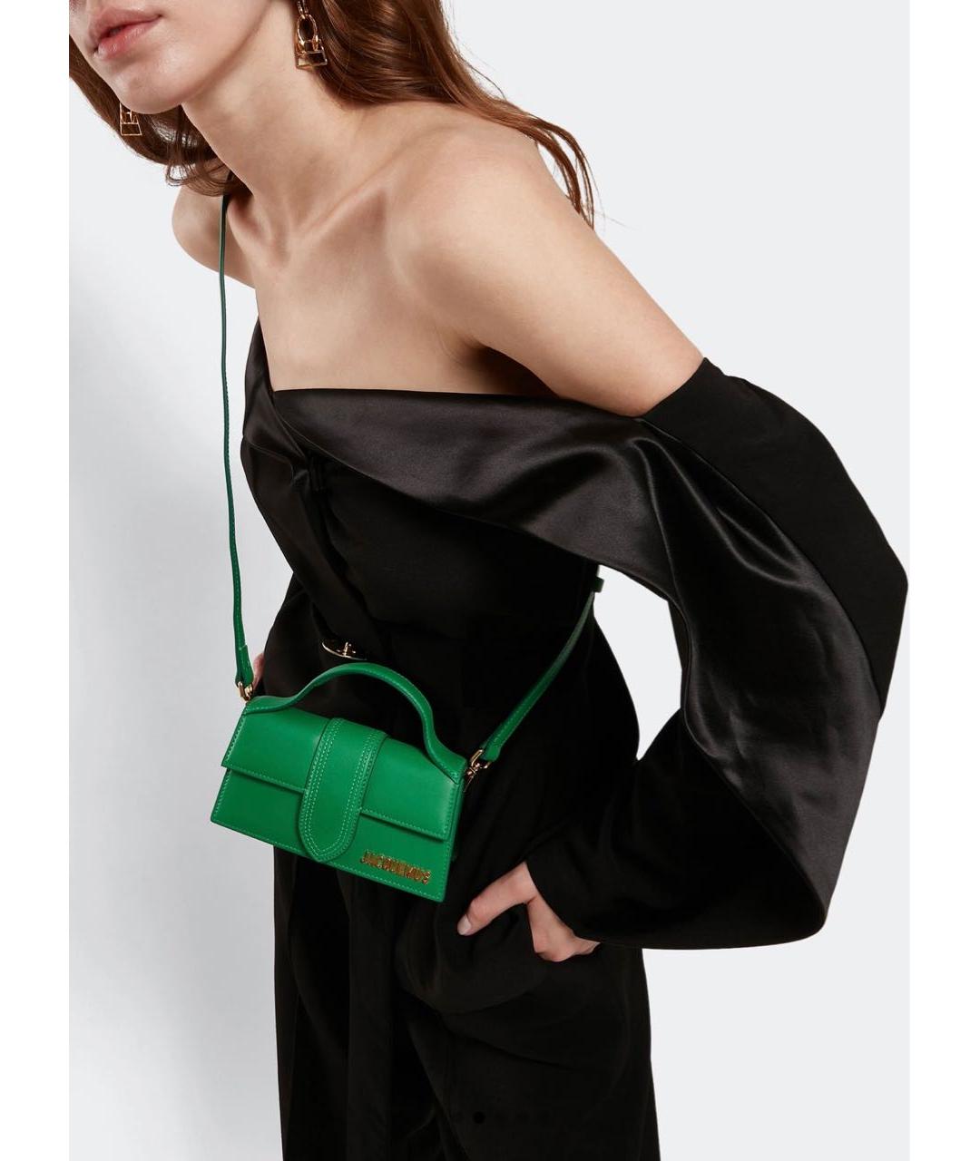 JACQUEMUS Зеленая кожаная сумка с короткими ручками, фото 5