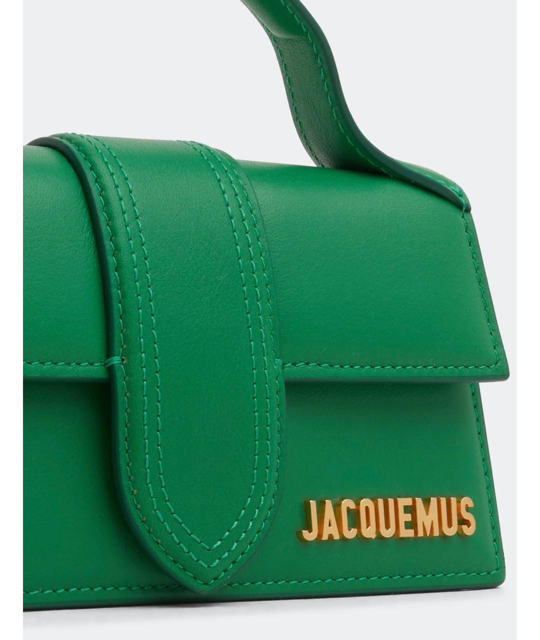 JACQUEMUS Зеленая кожаная сумка с короткими ручками, фото 3