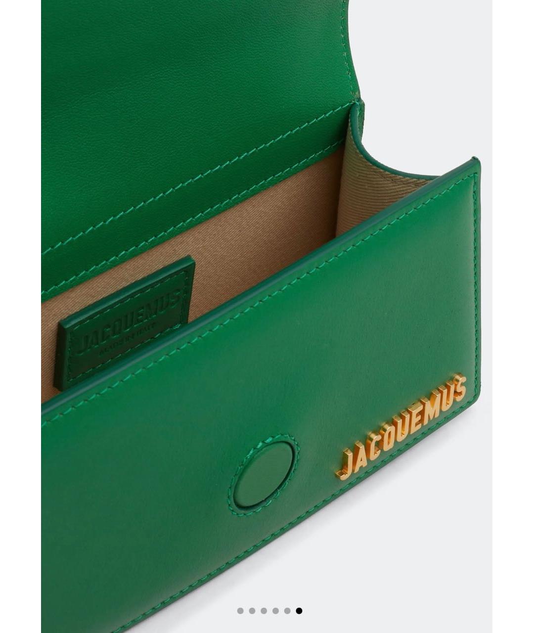 JACQUEMUS Зеленая кожаная сумка с короткими ручками, фото 4