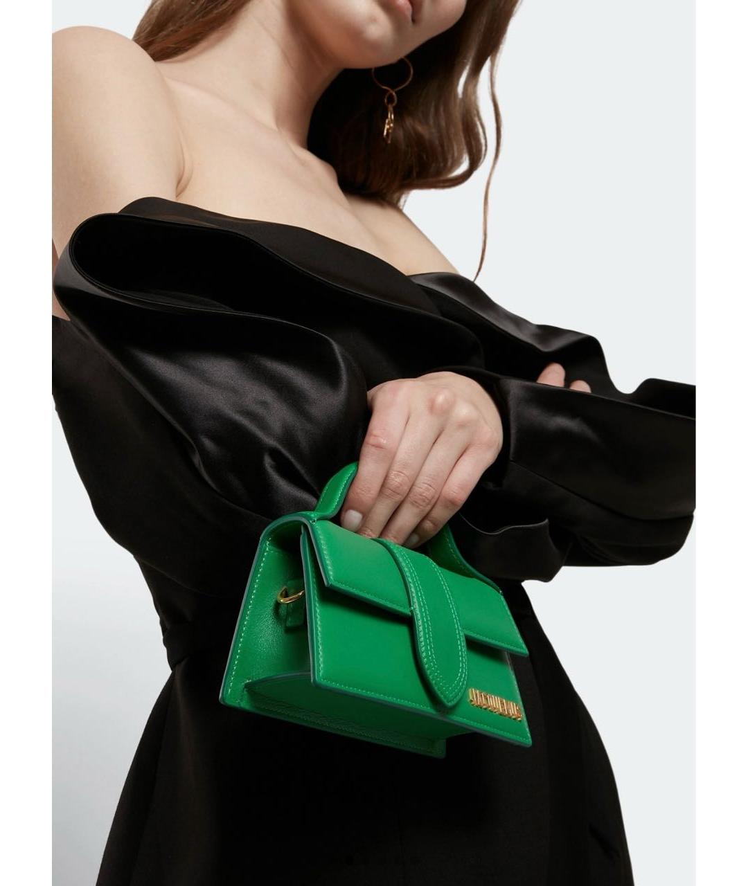 JACQUEMUS Зеленая кожаная сумка с короткими ручками, фото 6