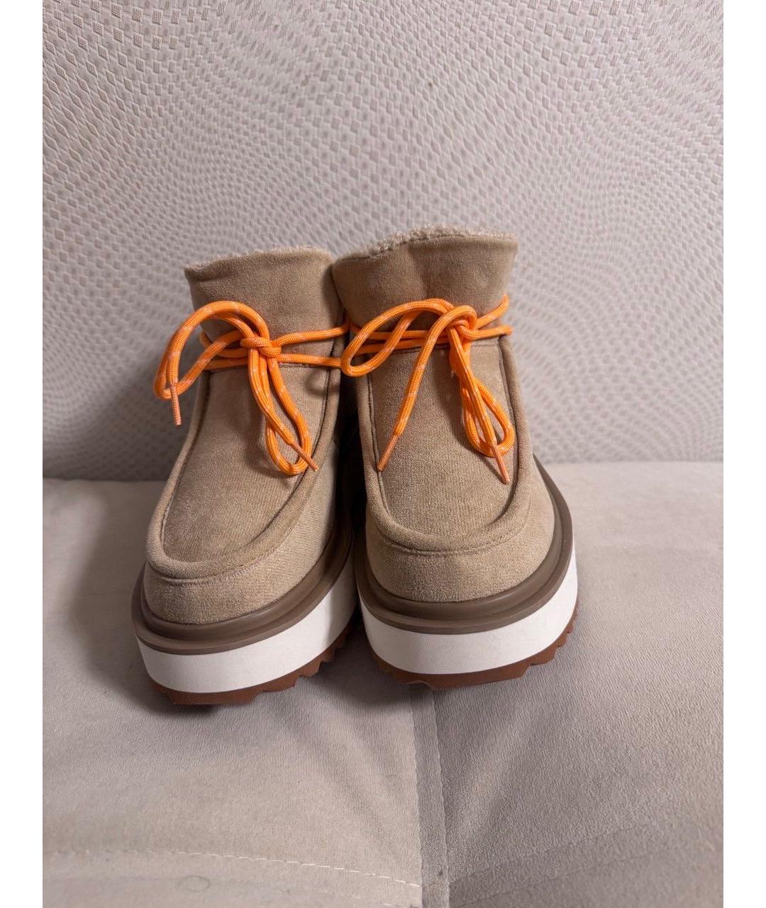 LOVE MOSCHINO Бежевые текстильные ботинки, фото 2