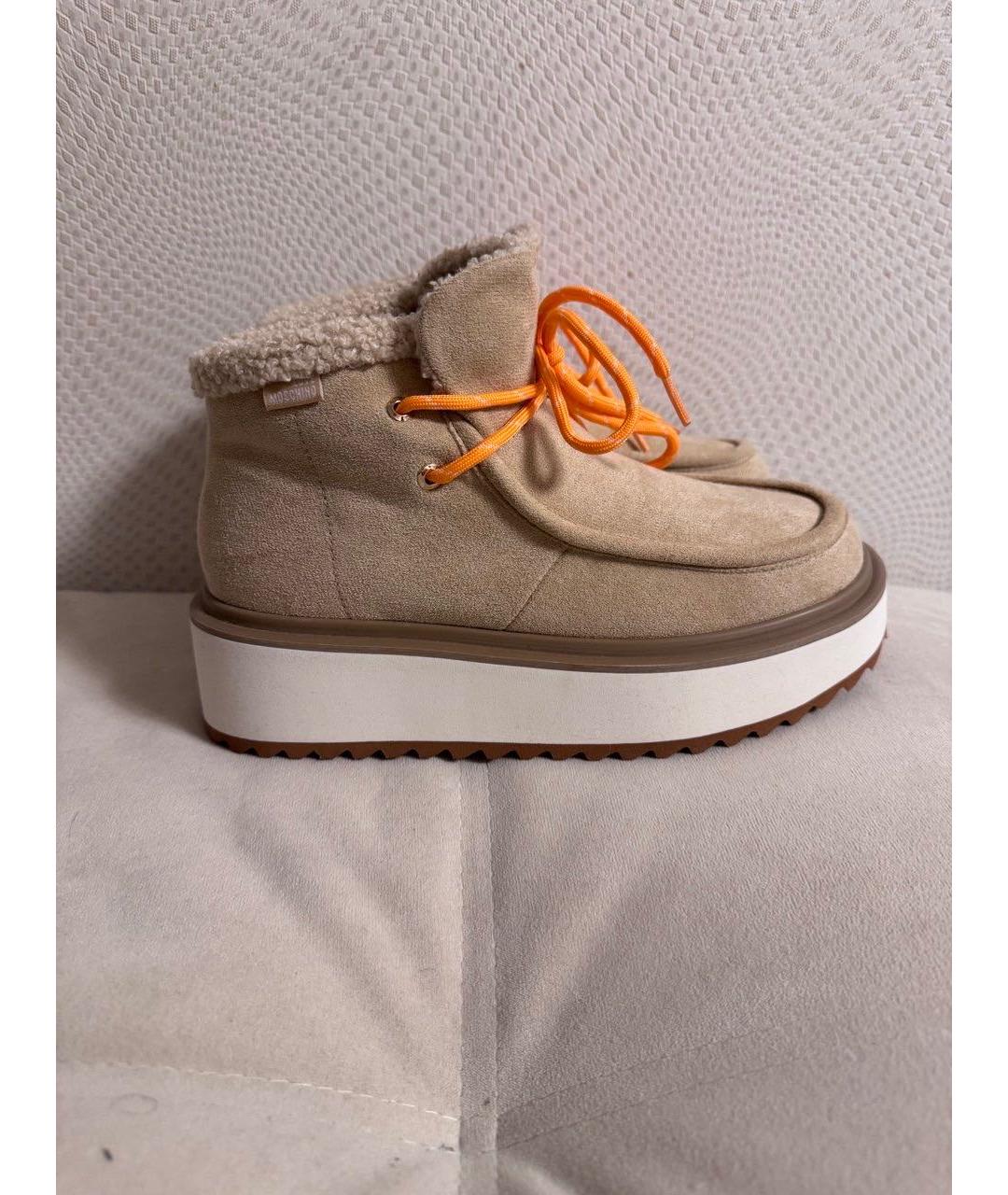 LOVE MOSCHINO Бежевые текстильные ботинки, фото 9