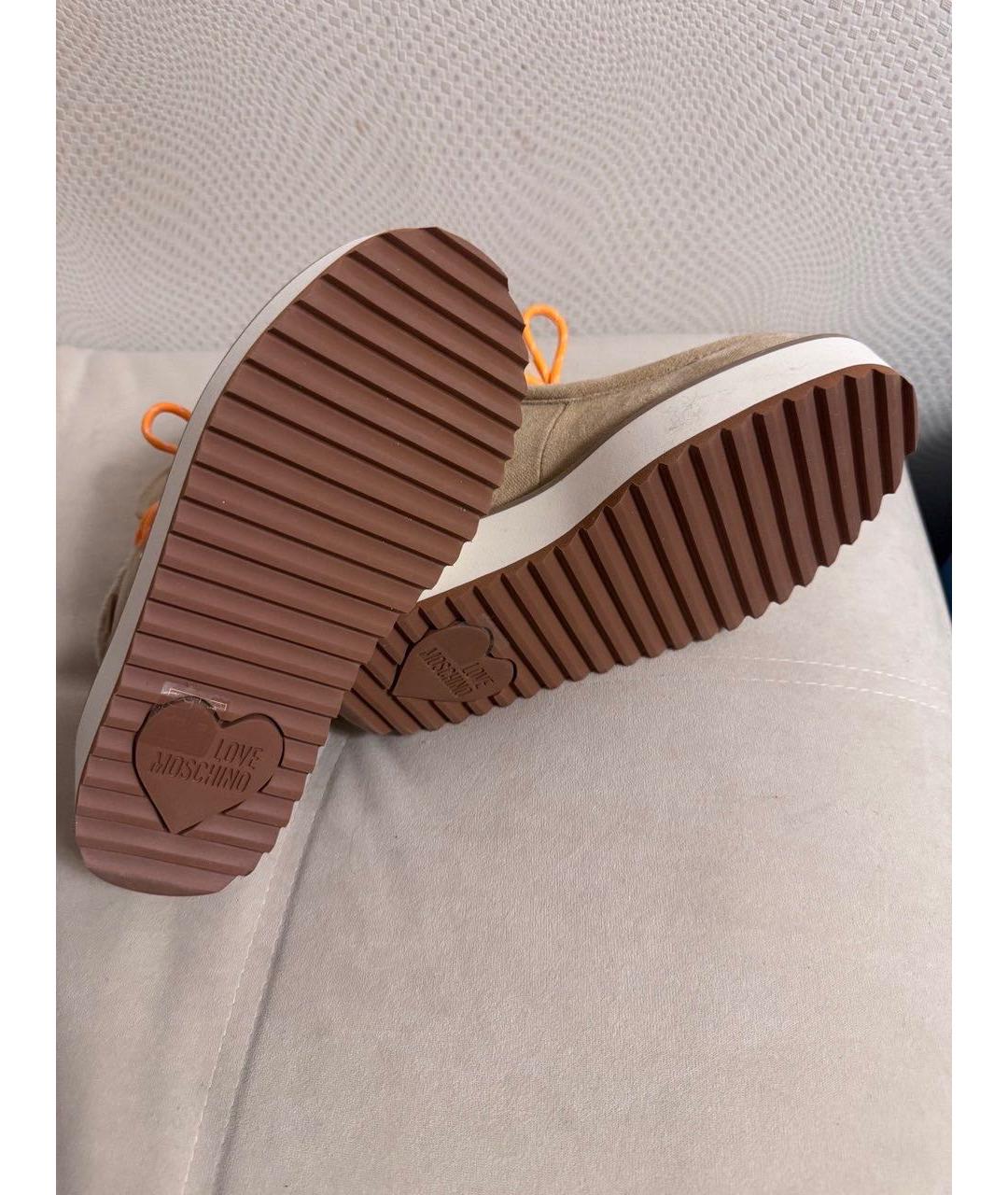 LOVE MOSCHINO Бежевые текстильные ботинки, фото 5