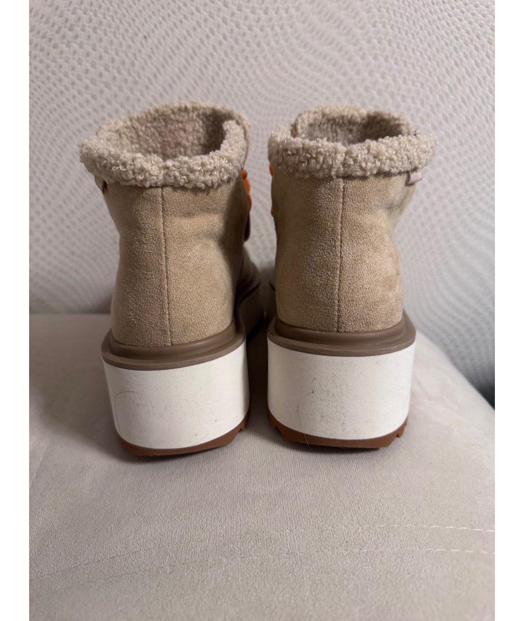 LOVE MOSCHINO Бежевые текстильные ботинки, фото 4