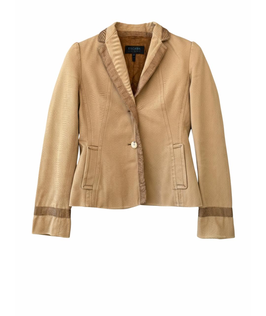 ESCADA Коричневый хлопковый жакет/пиджак, фото 1