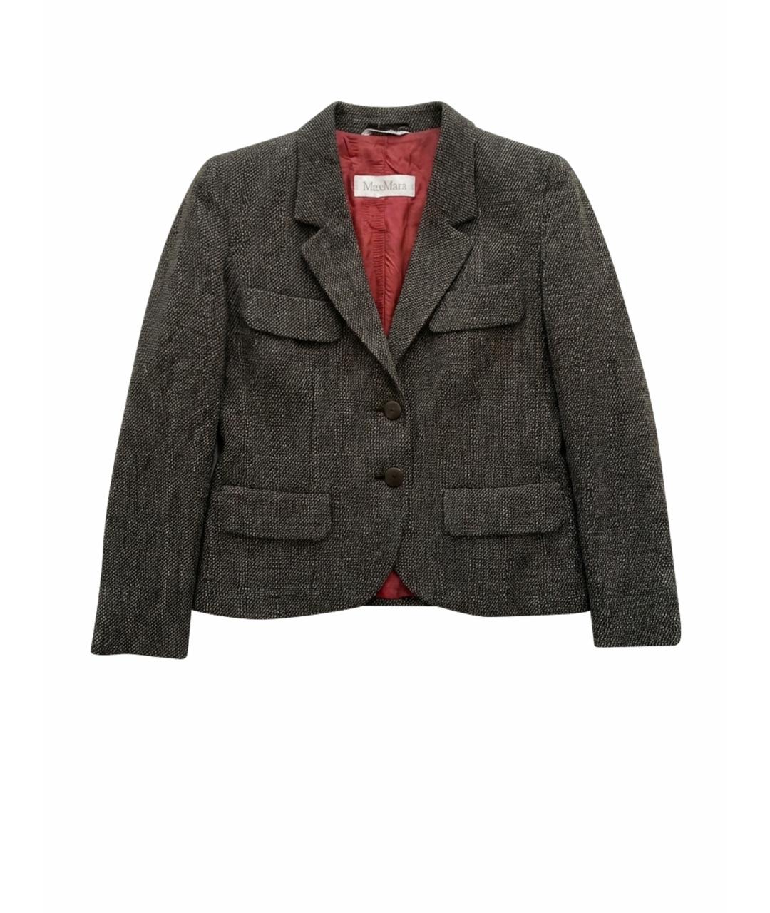 MAX MARA Серый шерстяной жакет/пиджак, фото 1