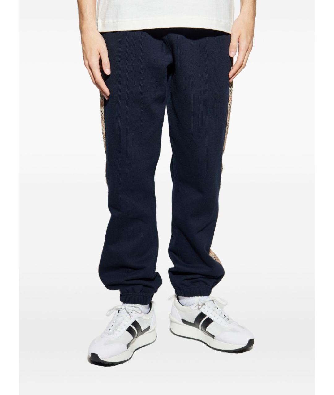 BURBERRY Синие хлопковые повседневные брюки, фото 5